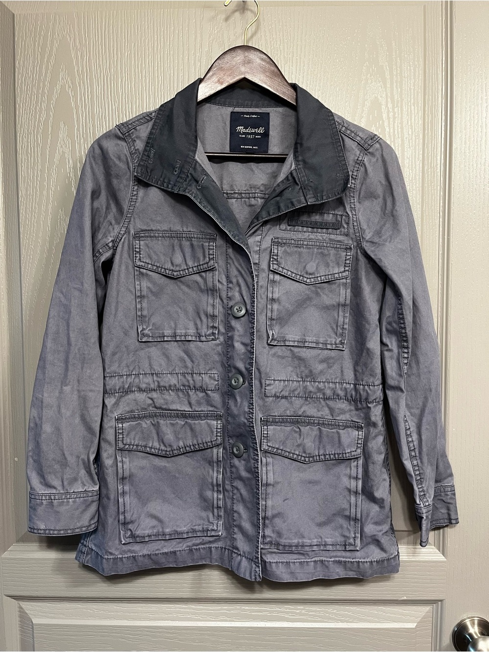 Madewell Gray Utility Jacket with Dark Contrast Collar